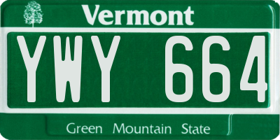 VT license plate YWY664