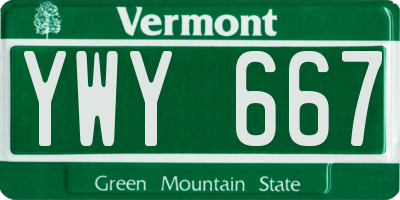 VT license plate YWY667
