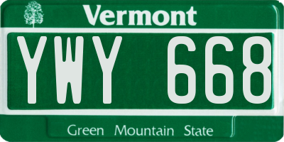 VT license plate YWY668