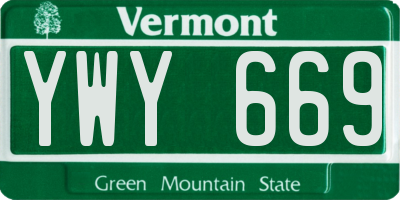 VT license plate YWY669