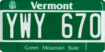 VT license plate YWY670