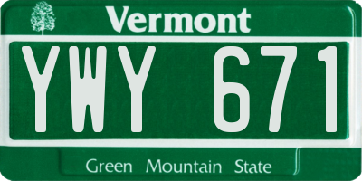 VT license plate YWY671