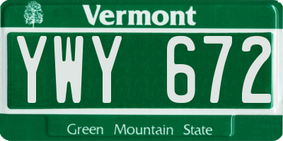 VT license plate YWY672