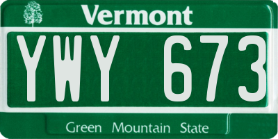 VT license plate YWY673