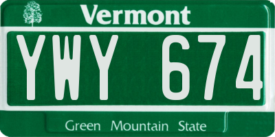 VT license plate YWY674