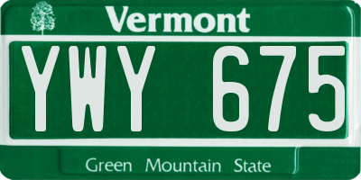 VT license plate YWY675