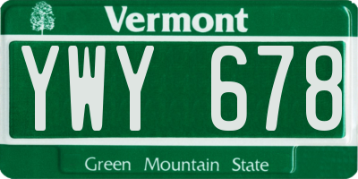 VT license plate YWY678