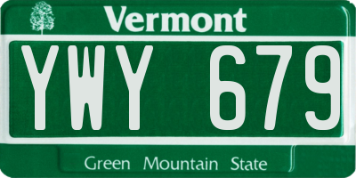 VT license plate YWY679