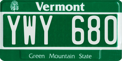 VT license plate YWY680