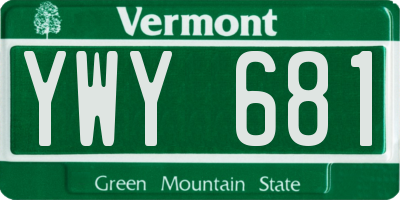 VT license plate YWY681
