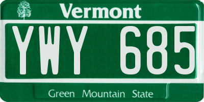 VT license plate YWY685