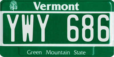 VT license plate YWY686