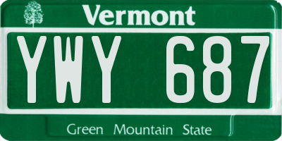 VT license plate YWY687