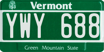 VT license plate YWY688