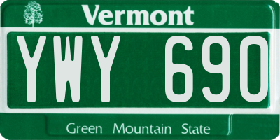 VT license plate YWY690