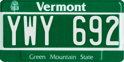 VT license plate YWY692