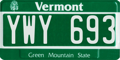 VT license plate YWY693