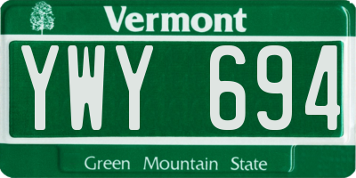 VT license plate YWY694