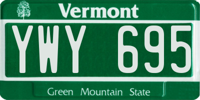 VT license plate YWY695