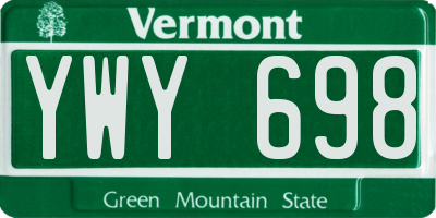VT license plate YWY698