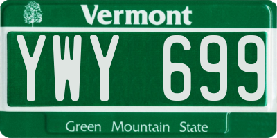 VT license plate YWY699