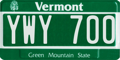 VT license plate YWY700