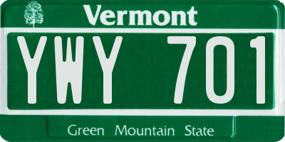 VT license plate YWY701
