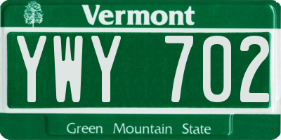 VT license plate YWY702