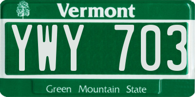 VT license plate YWY703