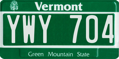 VT license plate YWY704