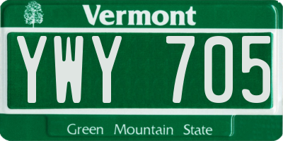 VT license plate YWY705
