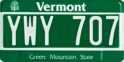 VT license plate YWY707