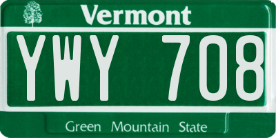 VT license plate YWY708