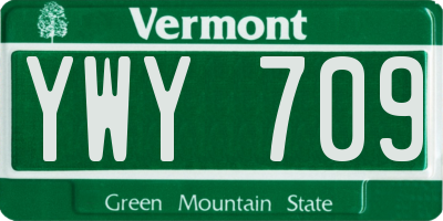 VT license plate YWY709