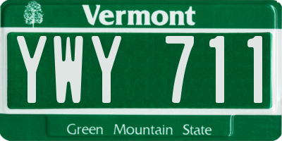 VT license plate YWY711