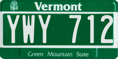 VT license plate YWY712