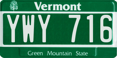 VT license plate YWY716