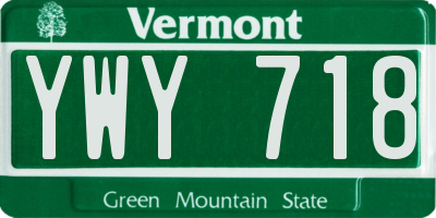 VT license plate YWY718