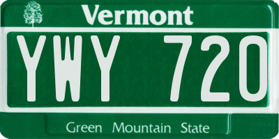 VT license plate YWY720