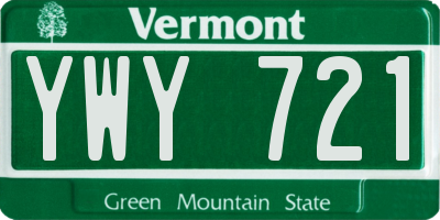 VT license plate YWY721