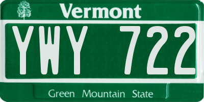 VT license plate YWY722