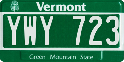 VT license plate YWY723