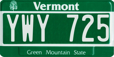 VT license plate YWY725