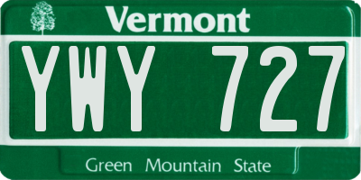 VT license plate YWY727