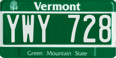 VT license plate YWY728