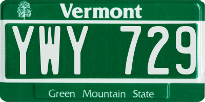 VT license plate YWY729