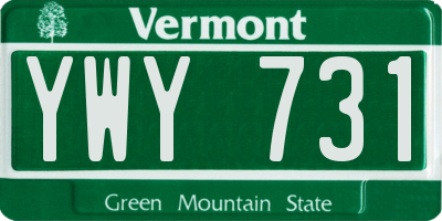 VT license plate YWY731