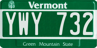 VT license plate YWY732