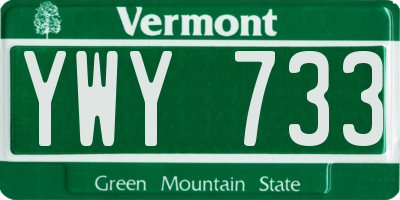 VT license plate YWY733