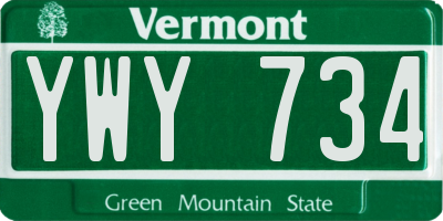 VT license plate YWY734